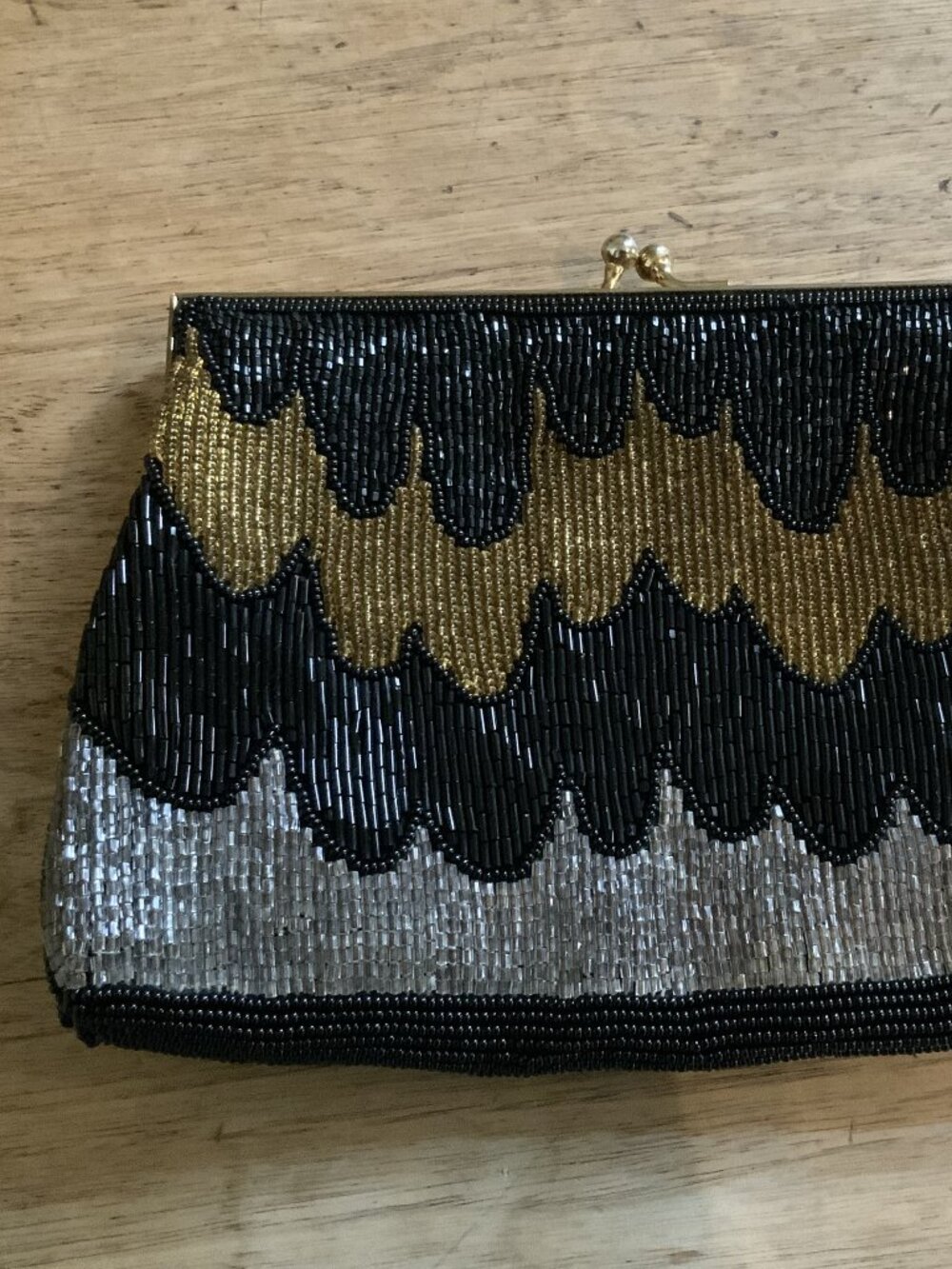 Vintage Kai Va Hand Beaded Evening Clutch w/Strap
